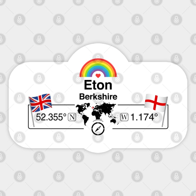 Eton, Berkshire with St. Georges Flag and Rainbow Sticker by MapYourWorld